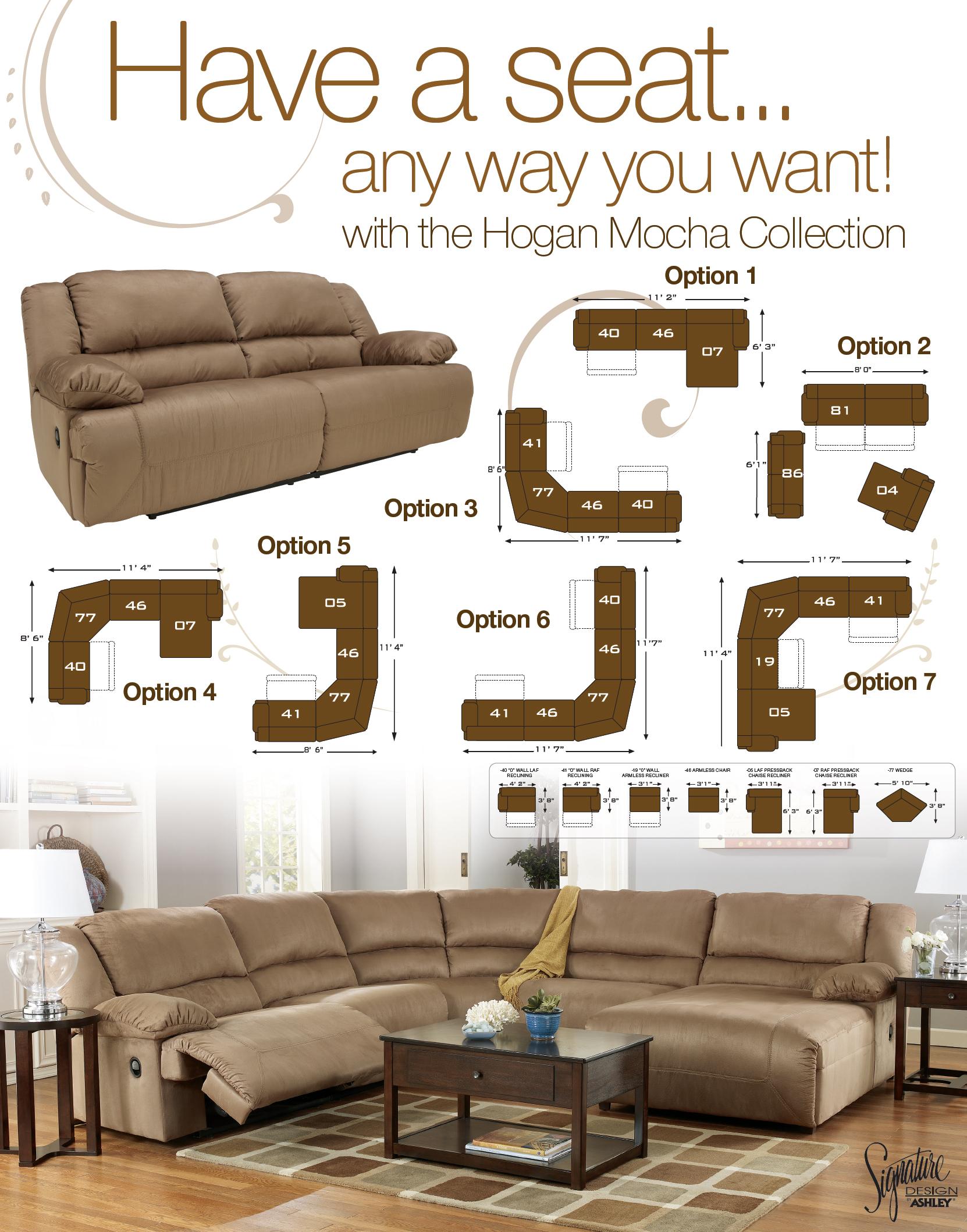 Ashley Signature Design Hogan Mocha 5780281 2 Seat Reclining Sofa
